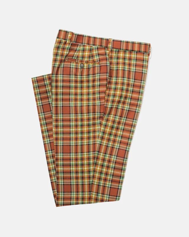 Made-in-Canada Orange, Green & Navy Tartan Wool Trouser sold by J. Press
