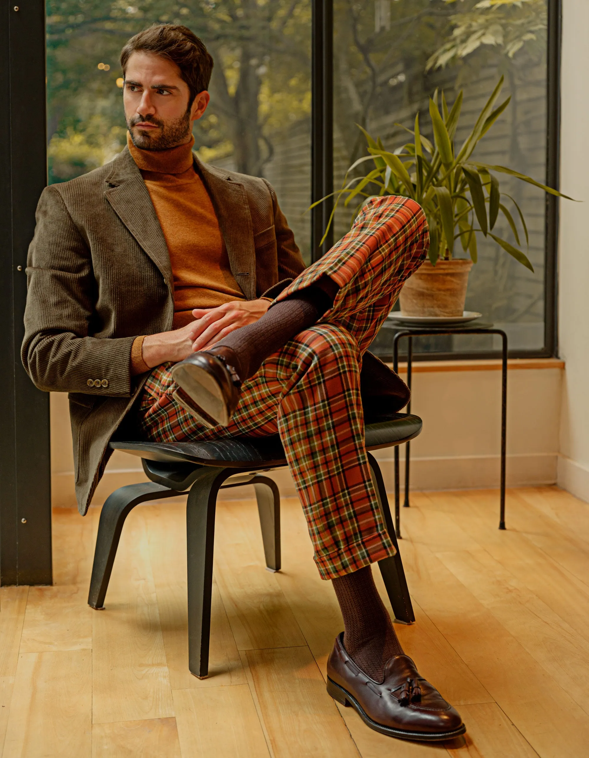 Made-in-Canada Orange, Green & Navy Tartan Wool Trouser sold by J. Press product image thumbnail 2