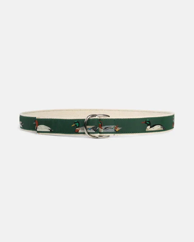 Made-in-USA Duck Motif D Ring Belt sold by J. Press