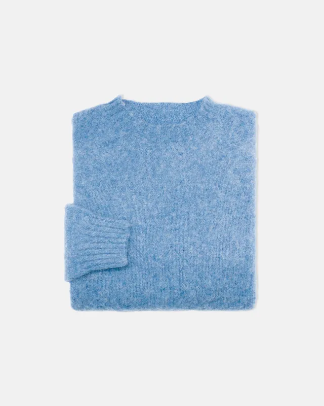 Made-in-Scotland Robin's Egg Blue Shaggy Dog Sweater  - Trim Fit made by J. Press