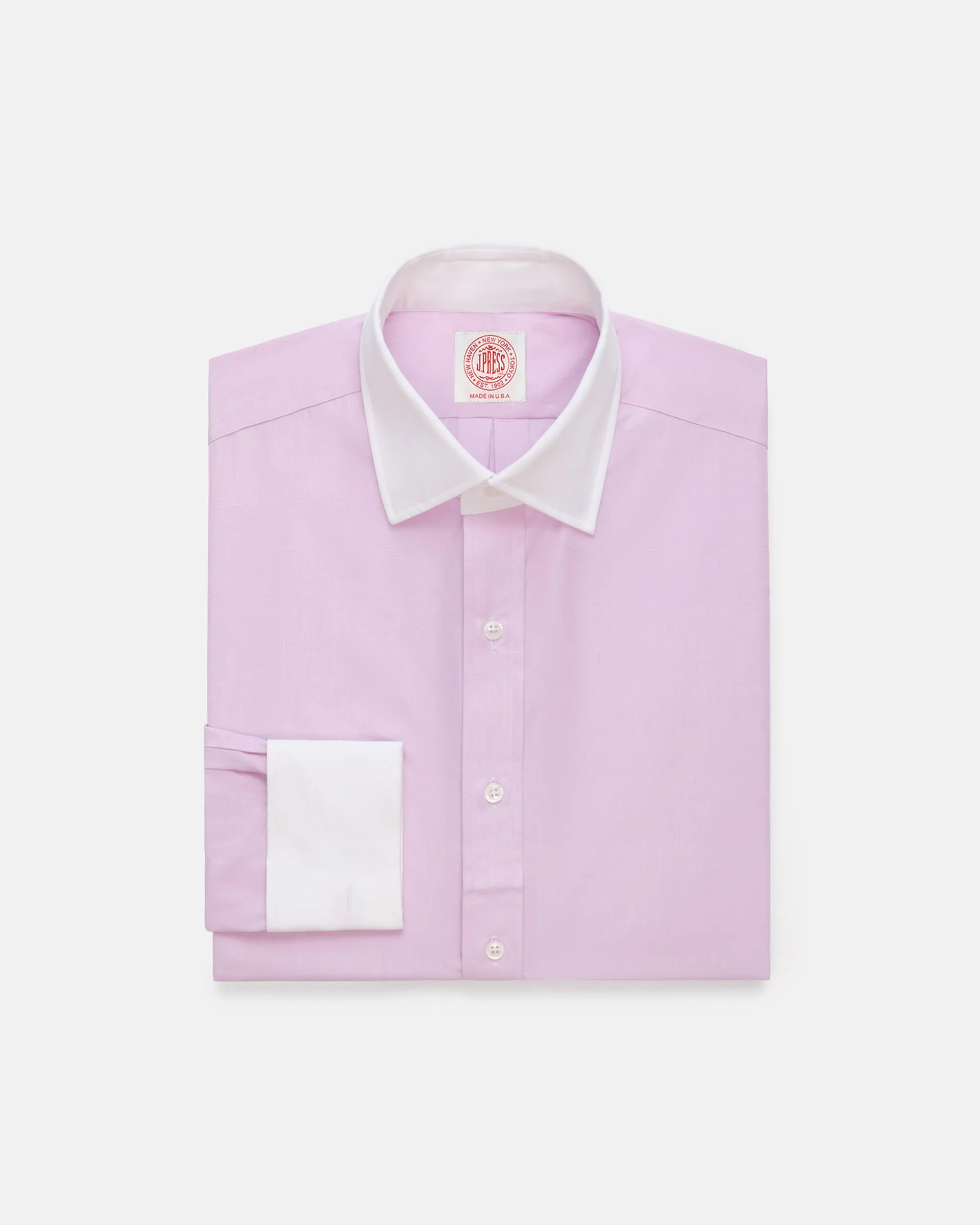 Made-in-USA Thomas Mason Pink Contrast Collar French Cuff Dress Shirt - Classic Fit sold by J. Press