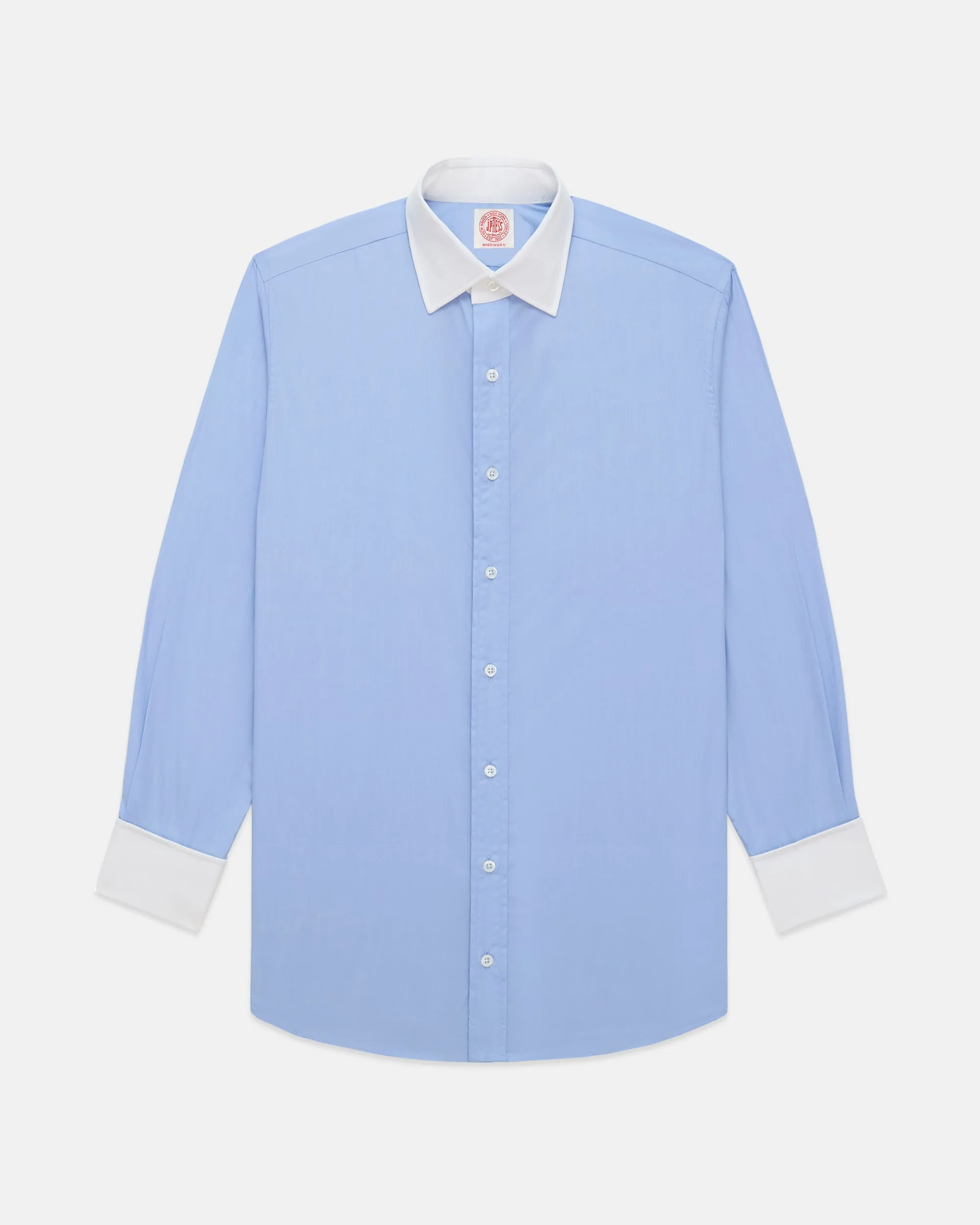 Made-in-USA Thomas Mason Blue Contrast Collar French Cuff Dress Shirt - Classic Fit sold by J. Press product image thumbnail 2