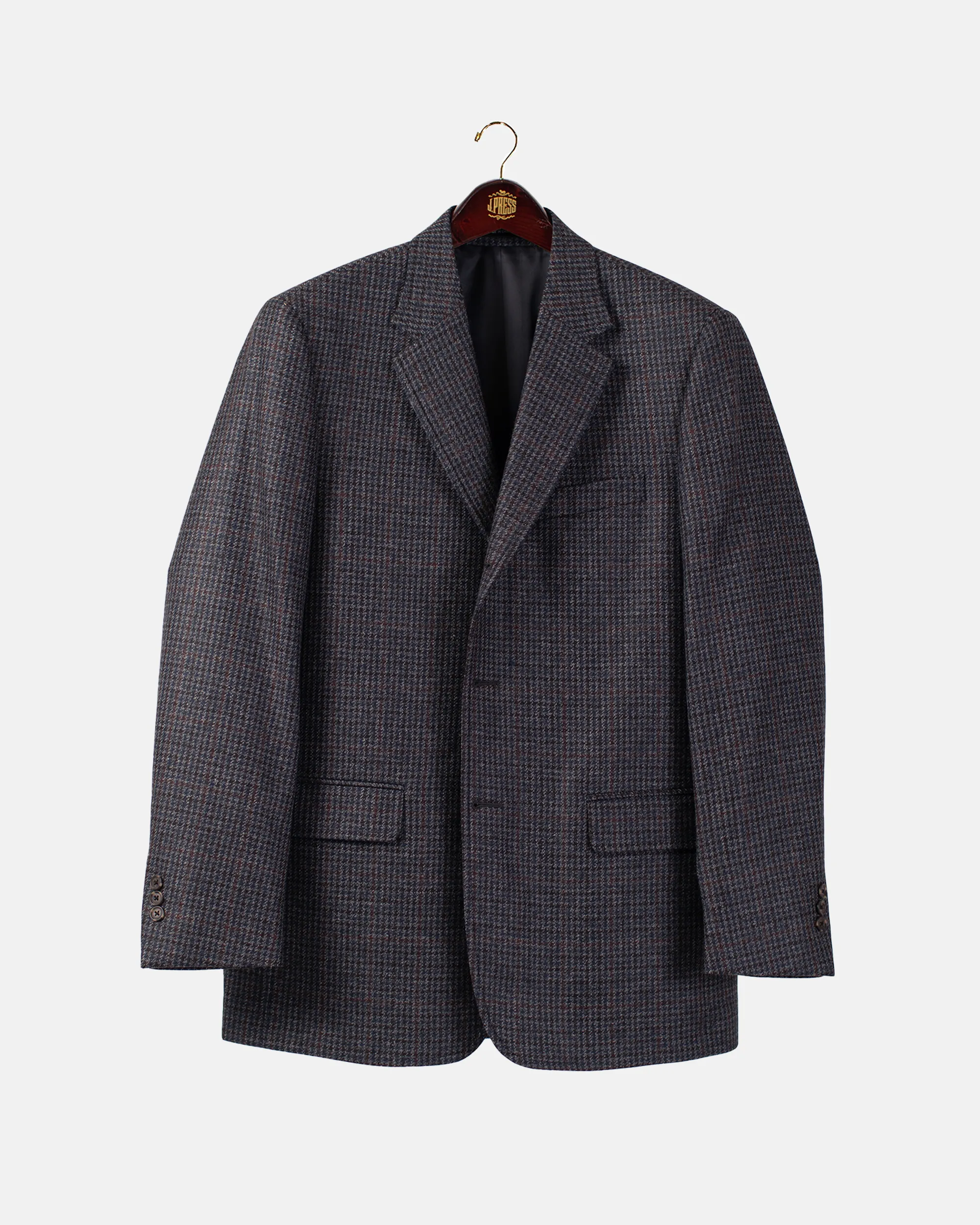Made-in-Canada Blue & Rust Small District Check Wool Sport Coat sold by J. Press