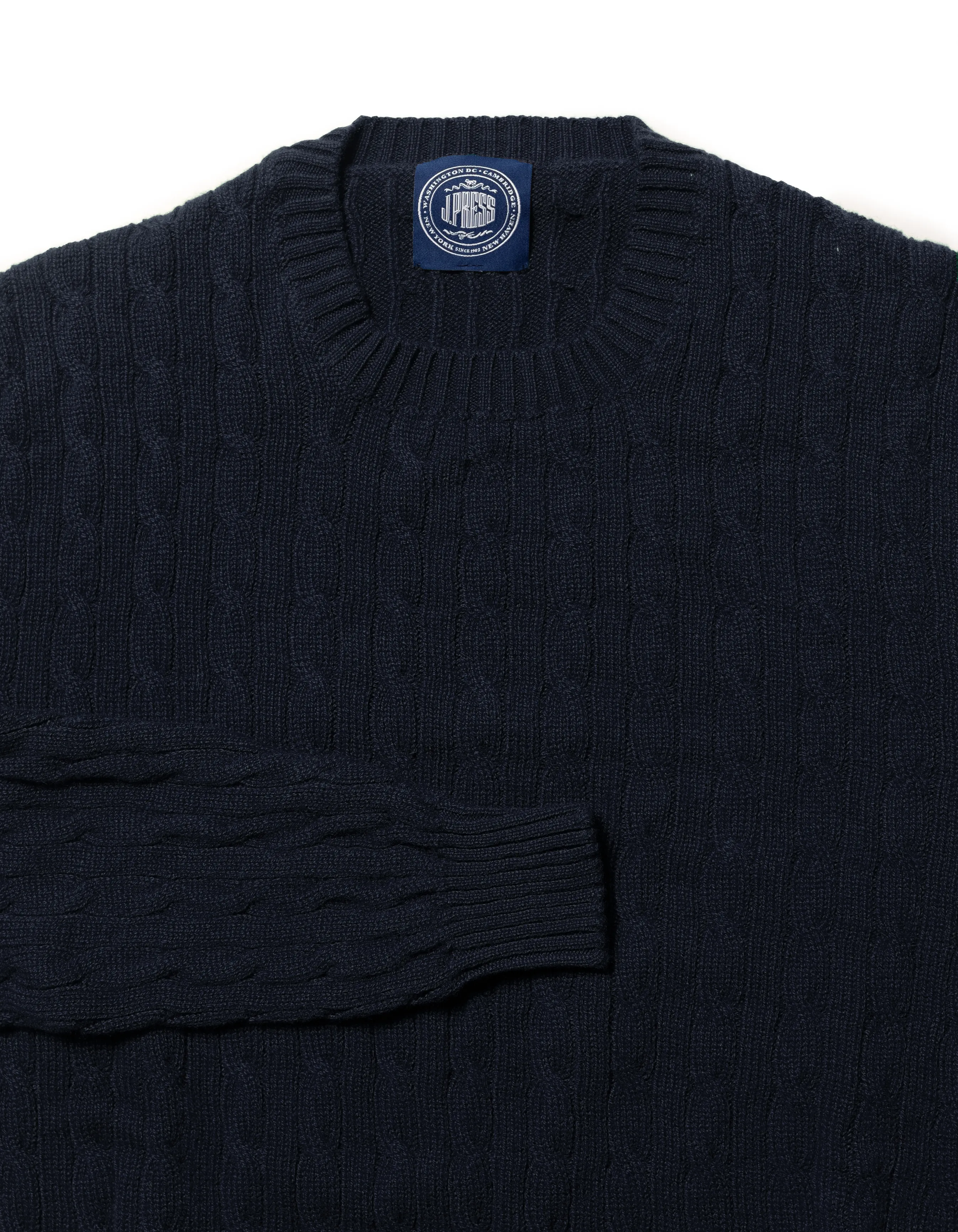 Made-in-Scotland Navy Cable Knit Cashmere Sweater sold by J. Press product image thumbnail 2
