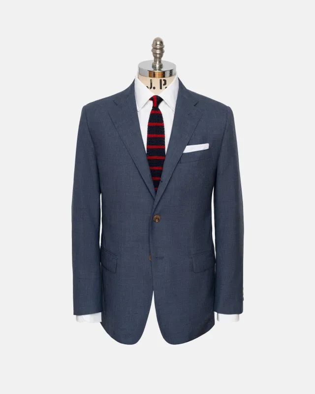 Made-in-USA Fox Brothers Char Blue Solid Suit sold by J. Press