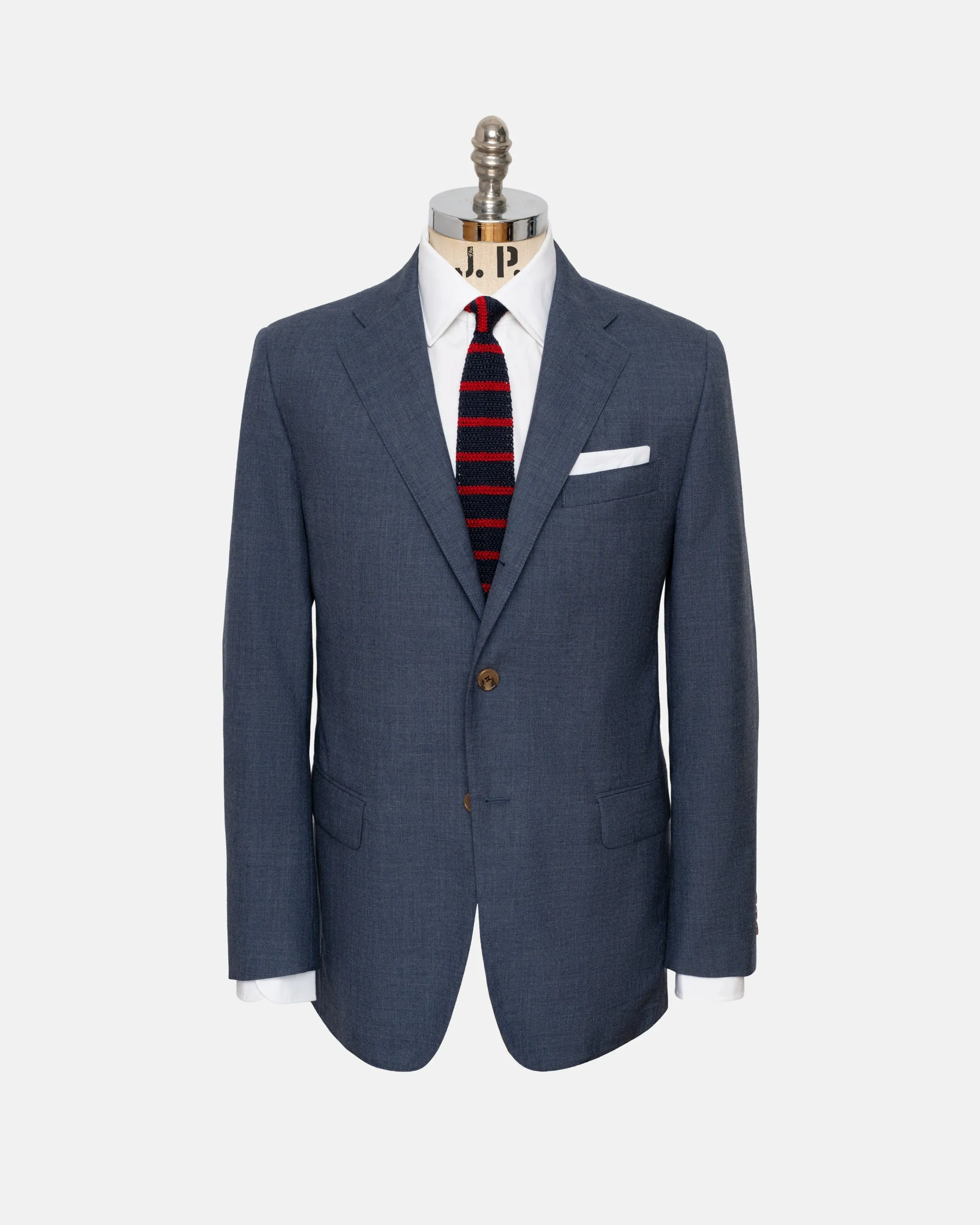 Made-in-USA Fox Brothers Char Blue Solid Suit sold by J. Press