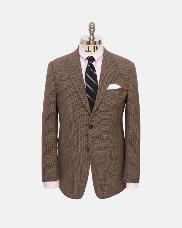 Made-in-USA Brown Mini Check Fox Air Wool Sport Coat sold by J. Press