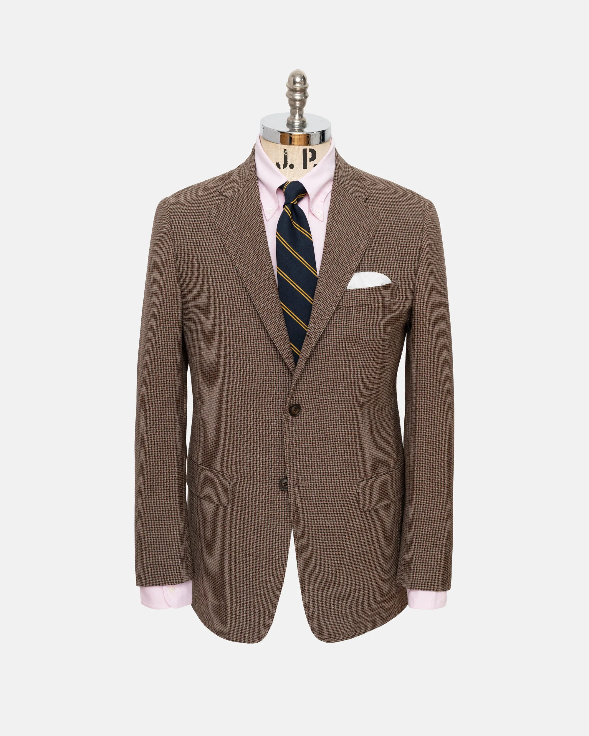 Made-in-USA Brown Mini Check Fox Air Wool Sport Coat sold by J. Press