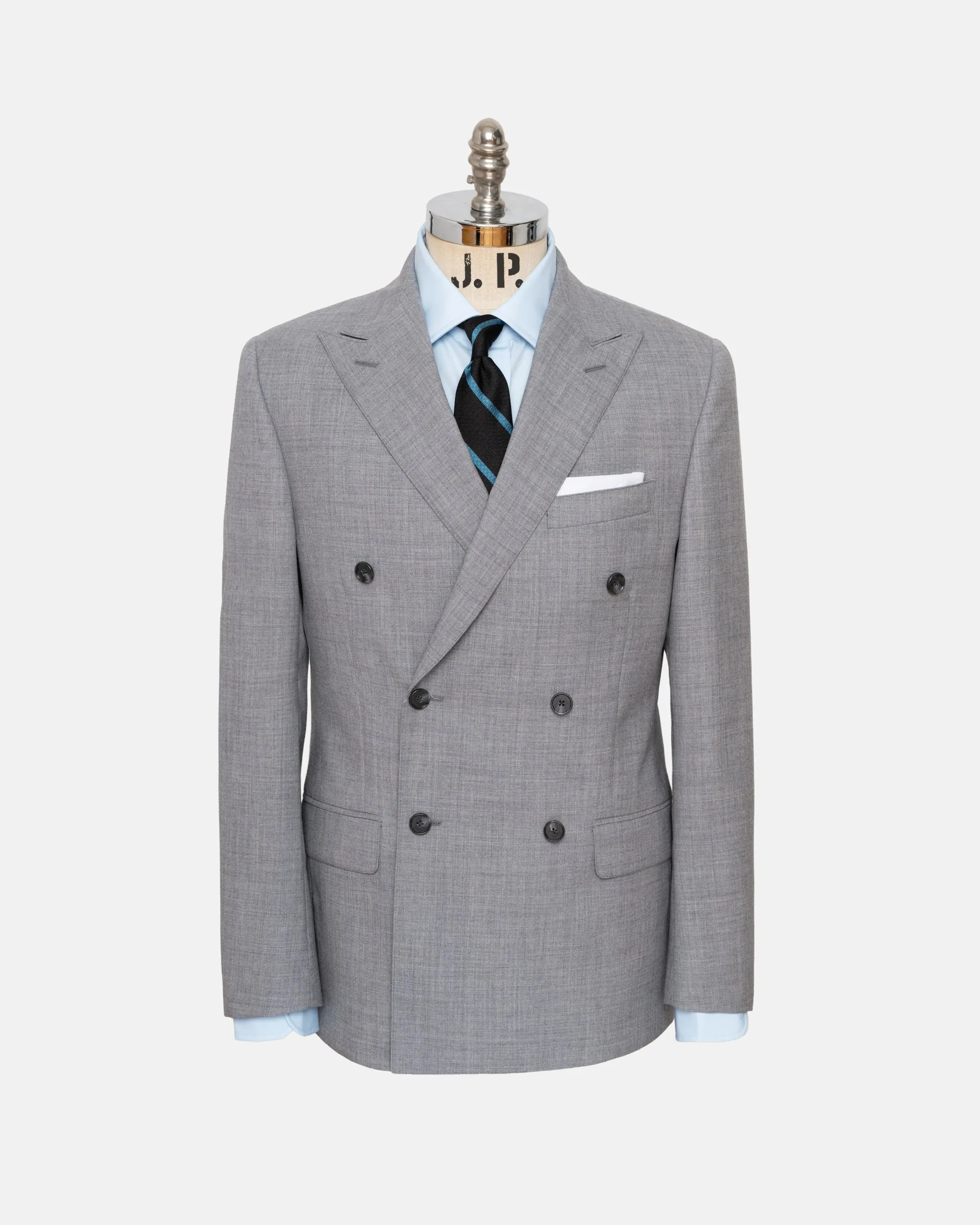 Made-in-USA Fox Brothers Light Grey Double-Breasted Suit sold by J. Press