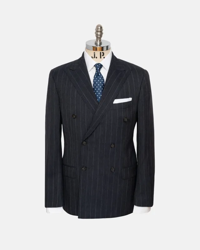 Made-in-USA Fox Brothers Charcoal Chalk Stripe Double-Breasted Suit sold by J. Press