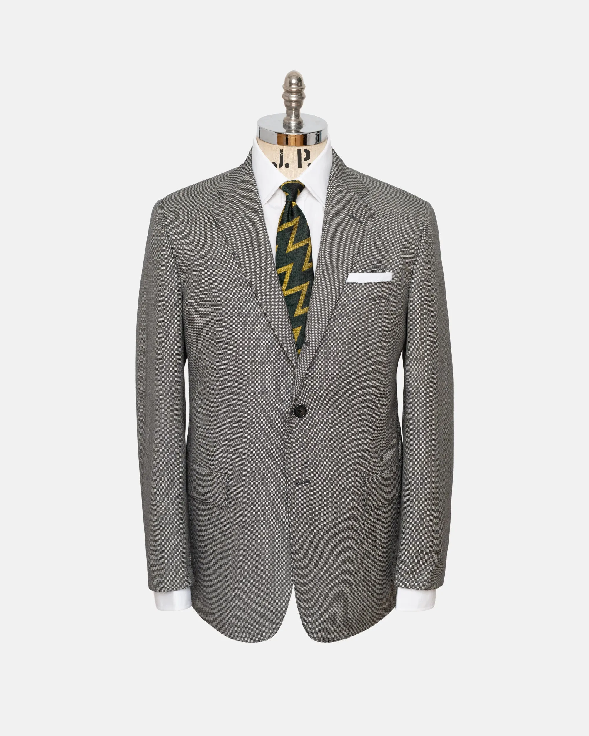 Made-in-USA Black & White Birdseye Suit sold by J. Press