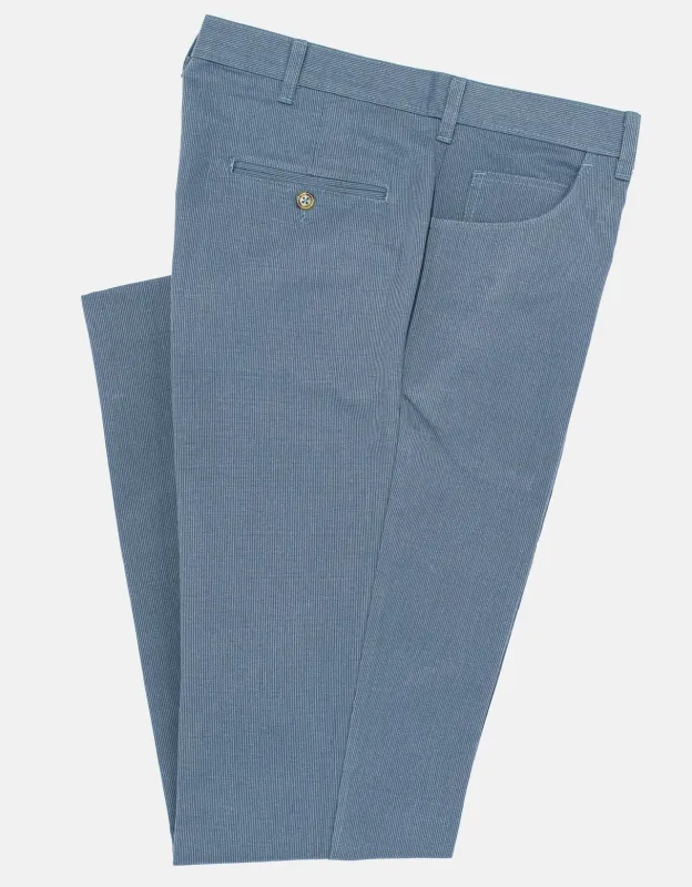 Made-in-USA Blue Bedford Cord 5 Pocket Classic Pant sold by J. Press