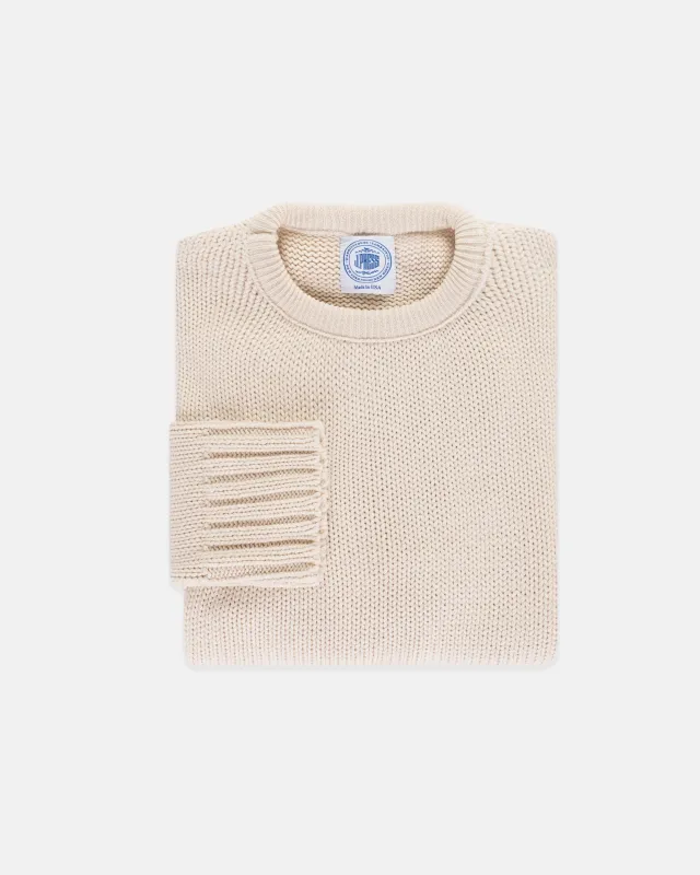 Made-in-USA Natural Chunky Cotton Crewneck Sweater made by J. Press
