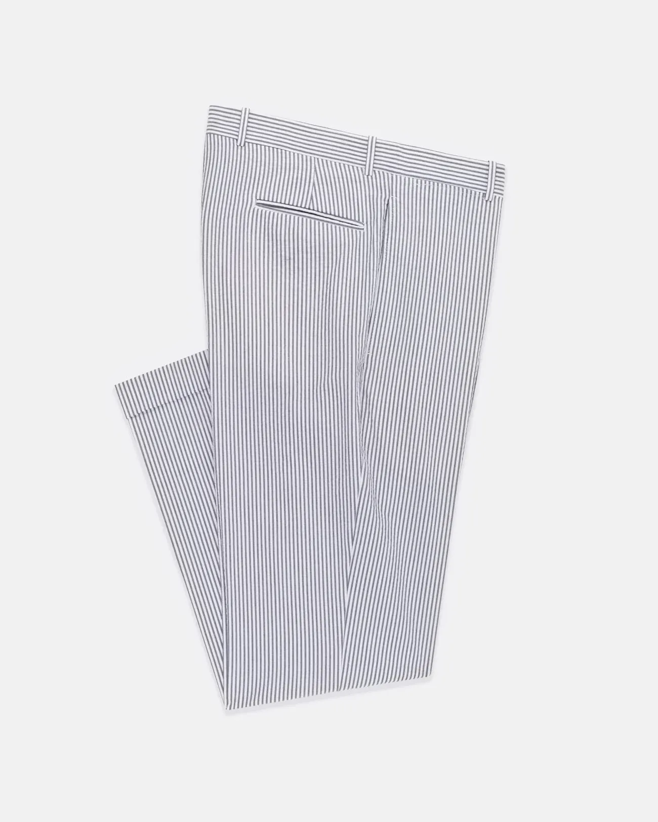 Made-in-Canada Blue Stripe Seersucker Trouser sold by J. Press
