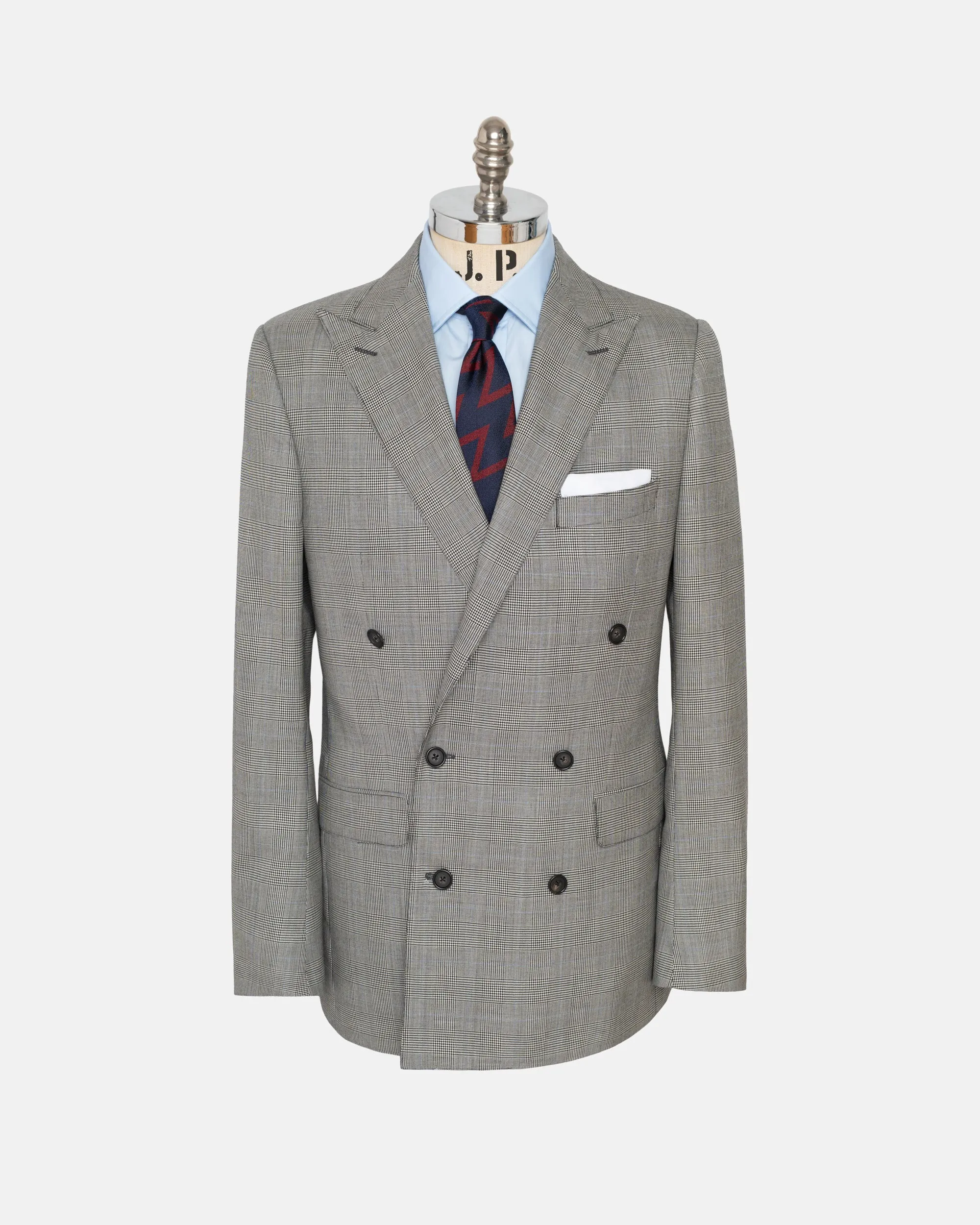 Made-in-USA Black & White Glen Plaid Double-Breasted Suit sold by J. Press