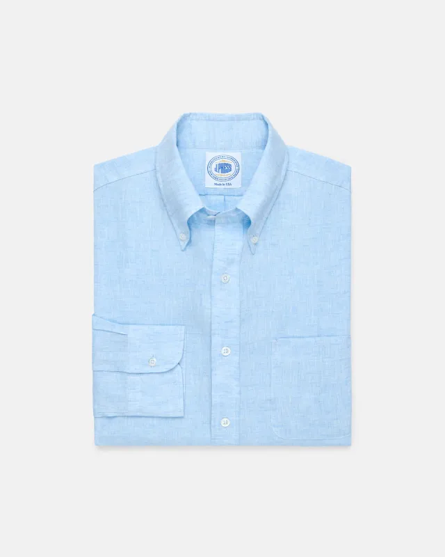 Made-in-USA Thomas Mason Light Blue Linen Shirt - Classic Fit sold by J. Press