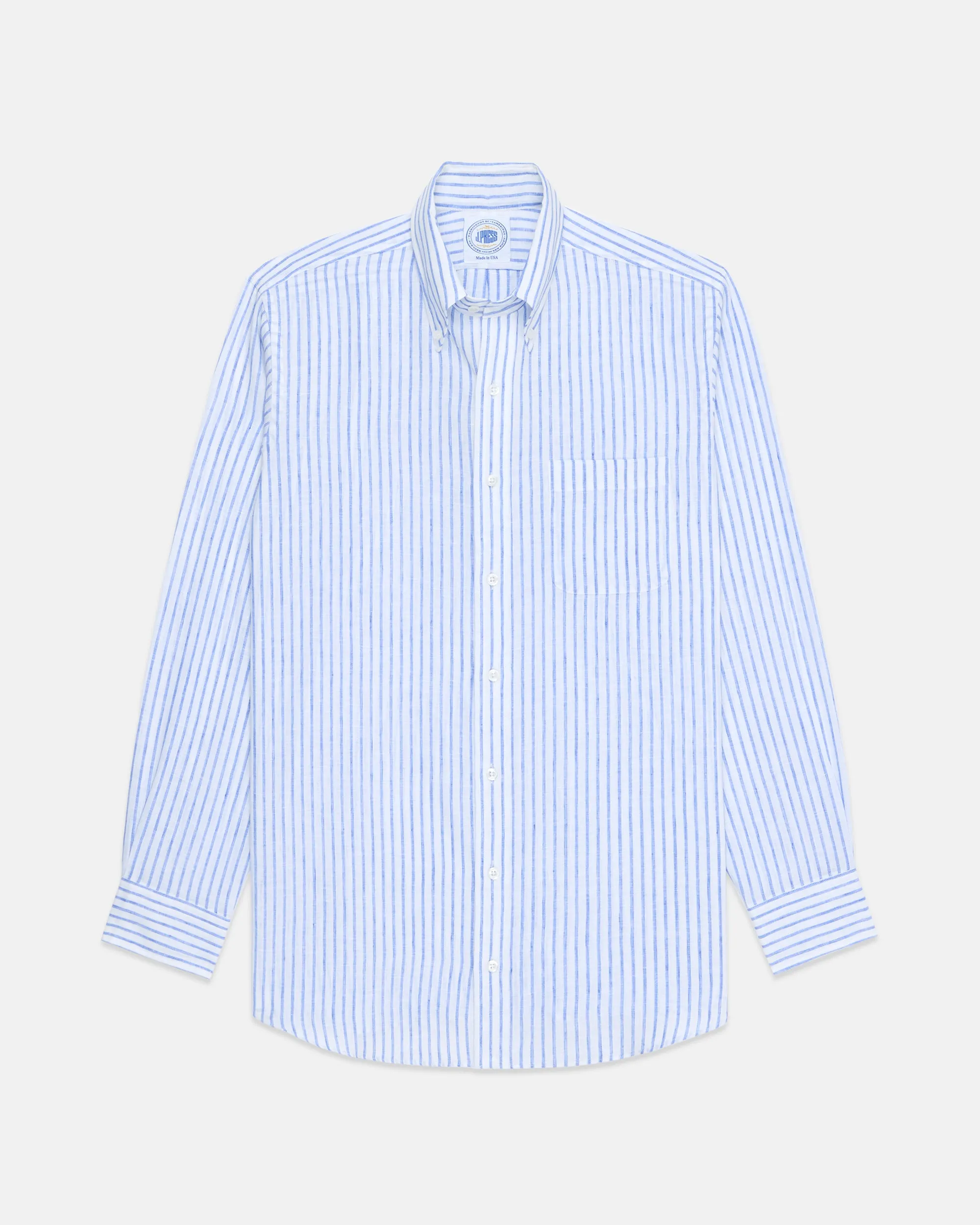 Made-in-USA Thomas Mason Blue Blazer Stripe Linen Shirt - Classic Fit sold by J. Press product image thumbnail 2
