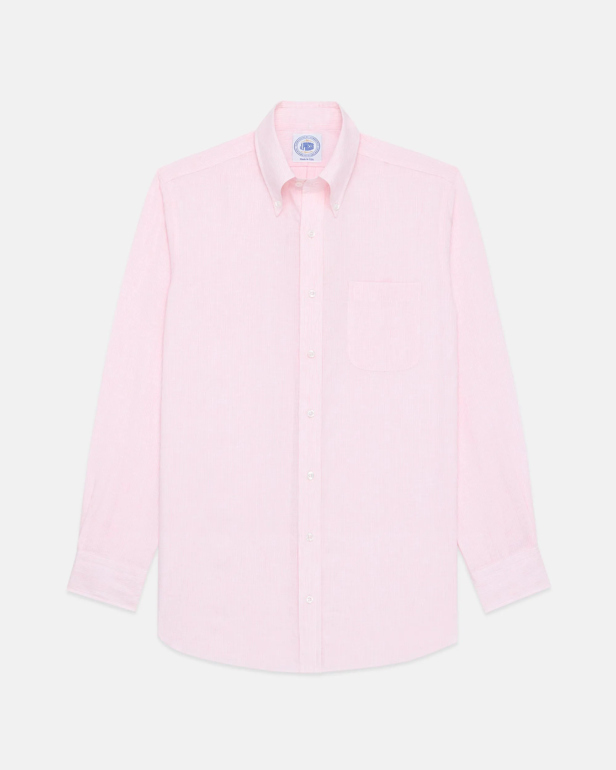 Made-in-USA Thomas Mason Pink with White Stripe Linen Shirt - Classic Fit sold by J. Press product image thumbnail 2