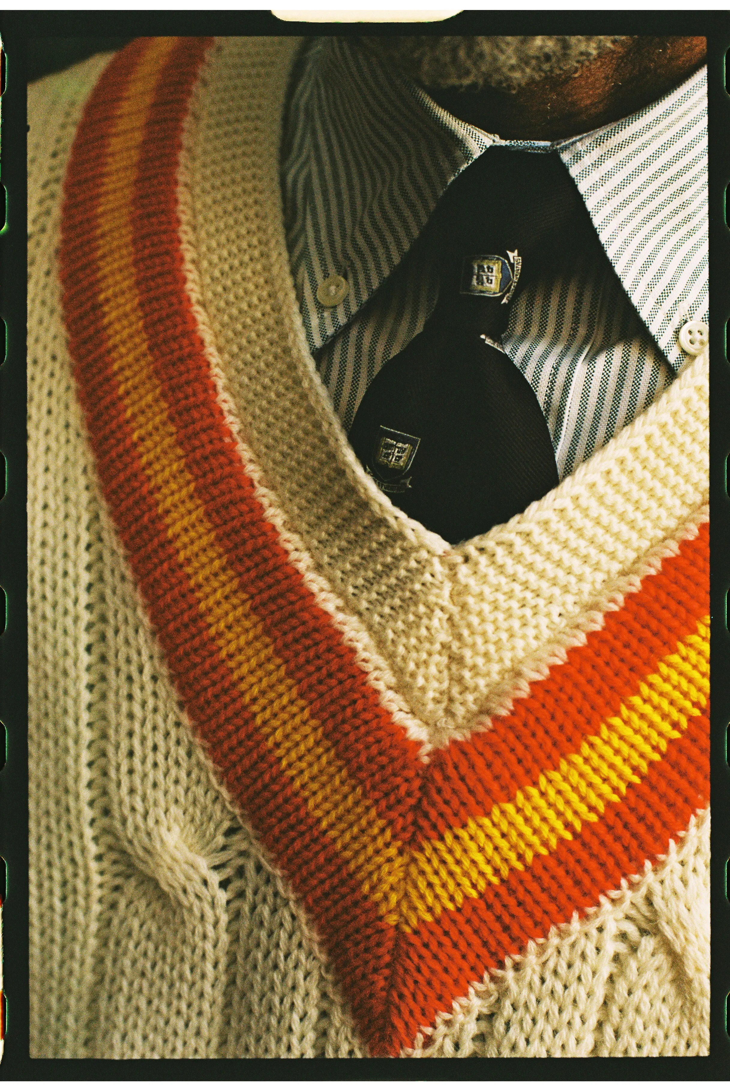 Made-in-England Red & Yellow Cable Knit Wool Cricket Sweater sold by J. Press product image thumbnail 5