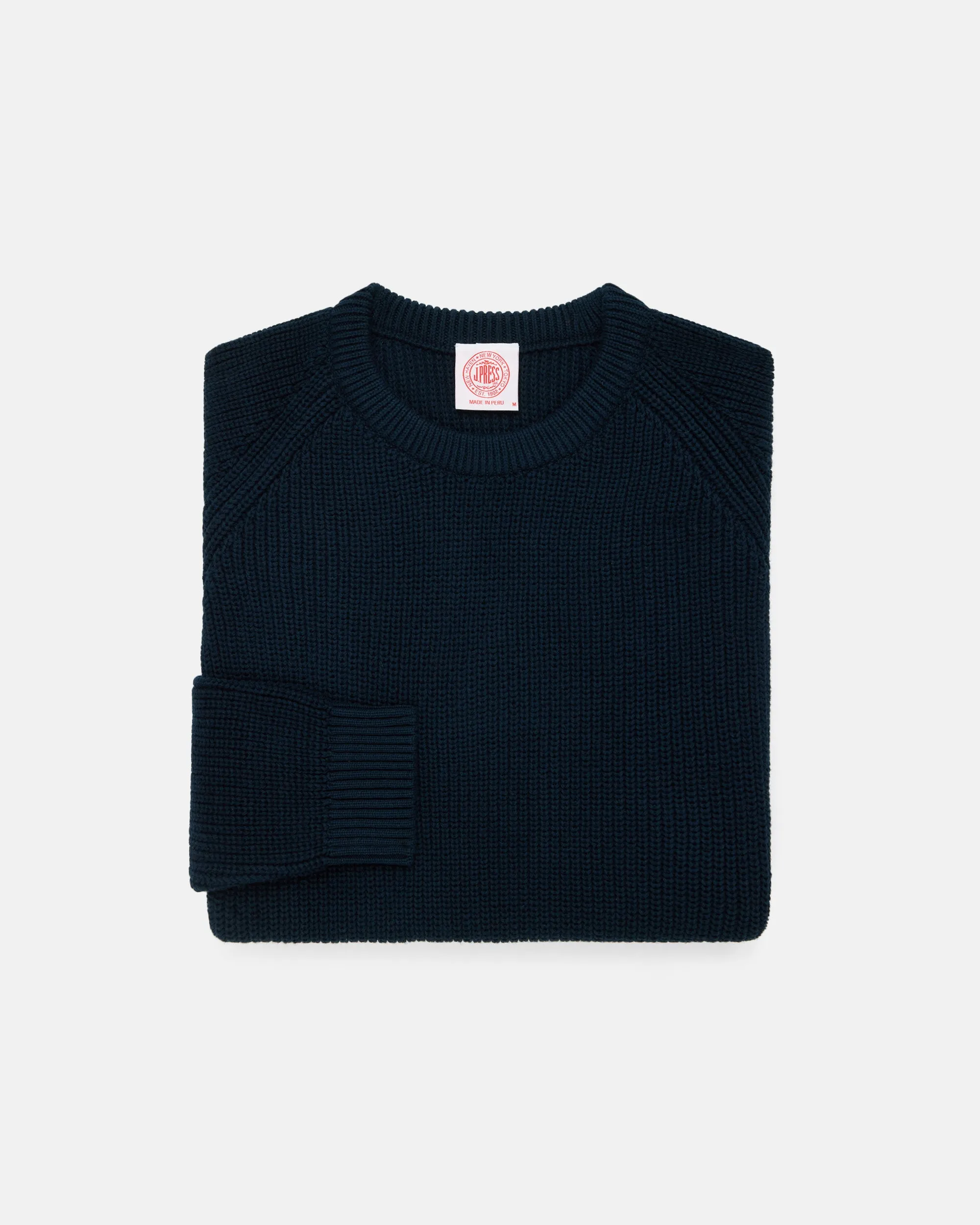 Navy Shaker Knit Cotton Crew Neck Sweater sold by J. Press