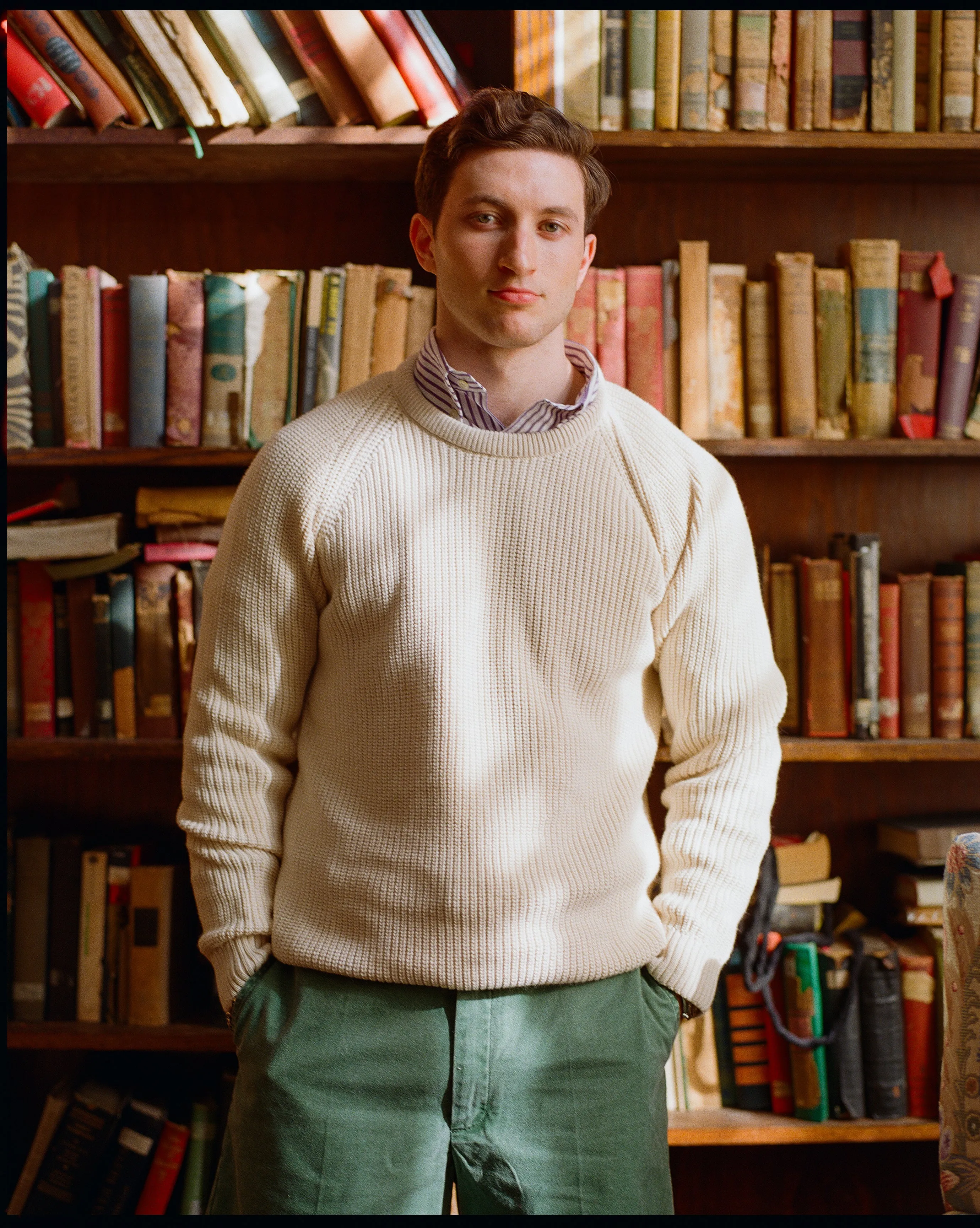 Natural Shaker Knit Cotton Crew Neck Sweater - Trim Fit sold by J. Press product image thumbnail 4