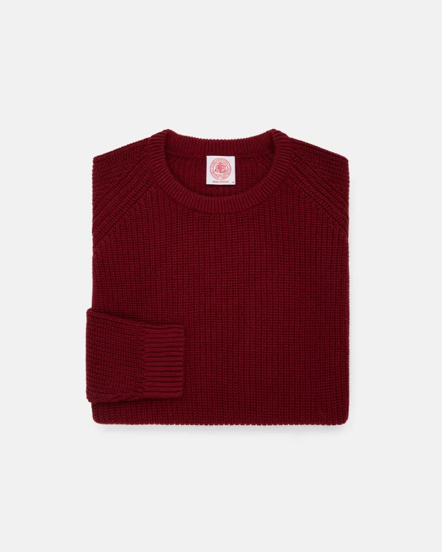 Red Shaker Knit Cotton Crew Neck Sweater made by J. Press
