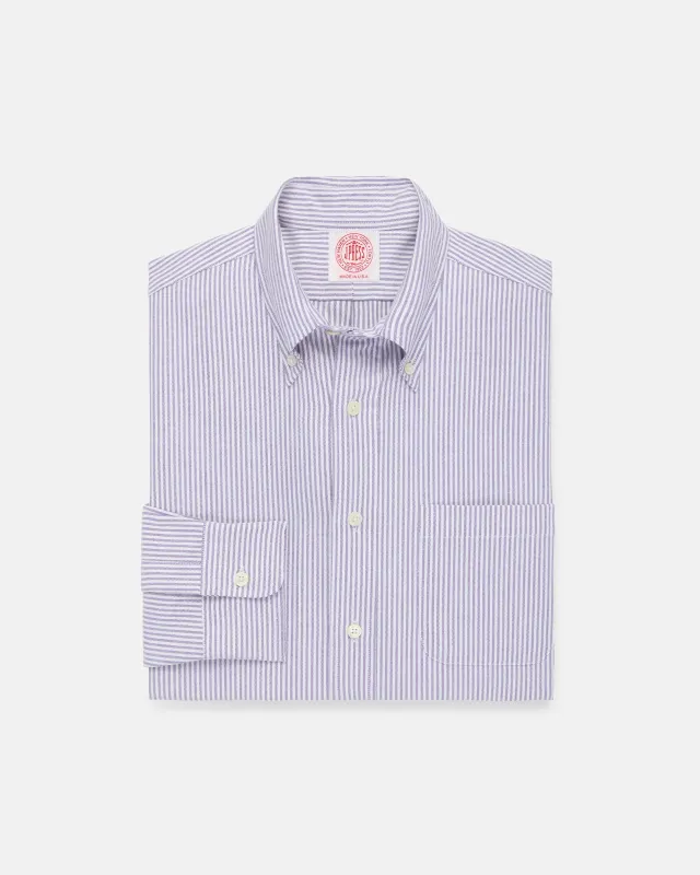 Made-in-USA Purple University Stripe Oxford Cloth Shirt - Classic Fit sold by J. Press