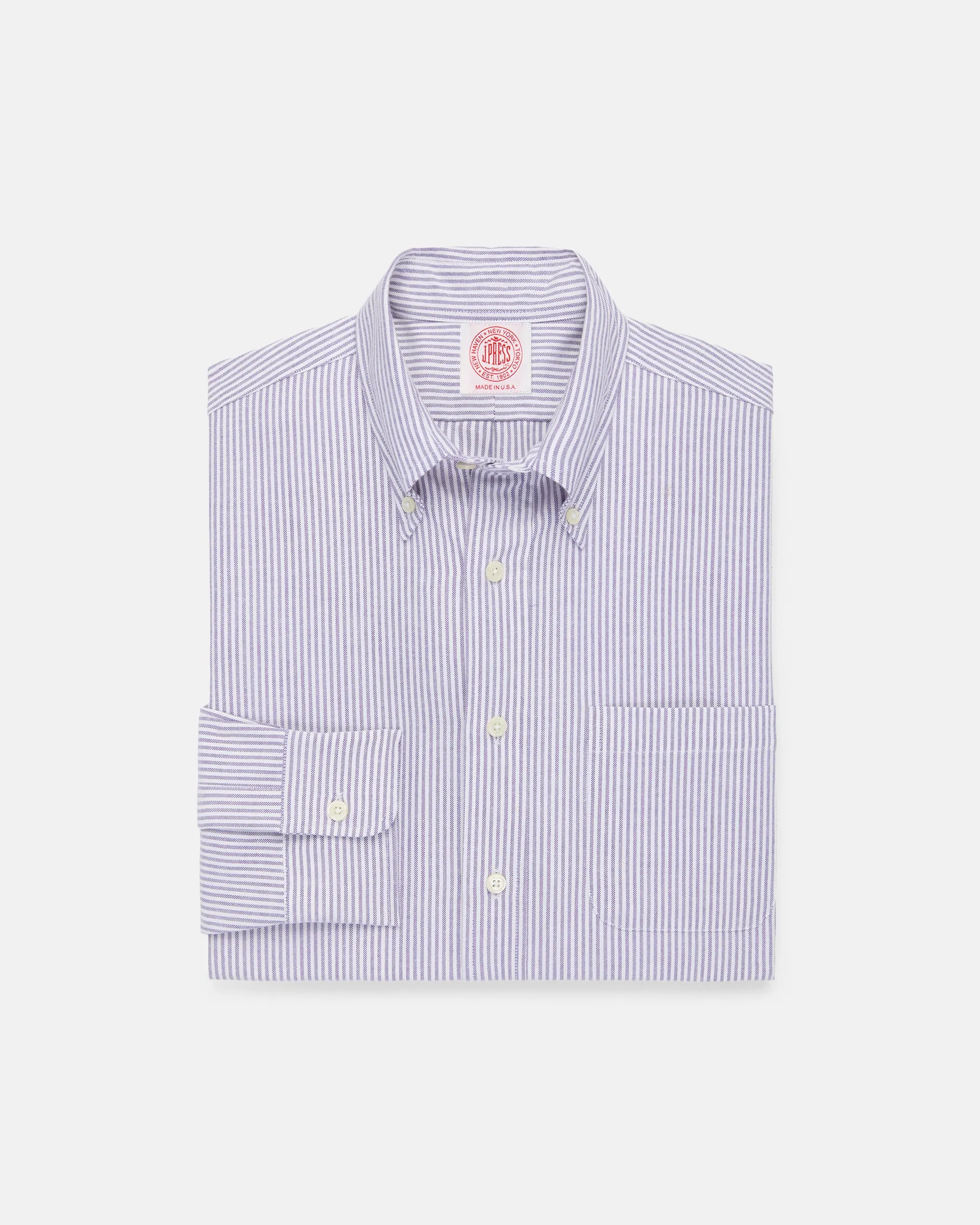 Made-in-USA Purple University Stripe Oxford Cloth Shirt - Classic Fit sold by J. Press