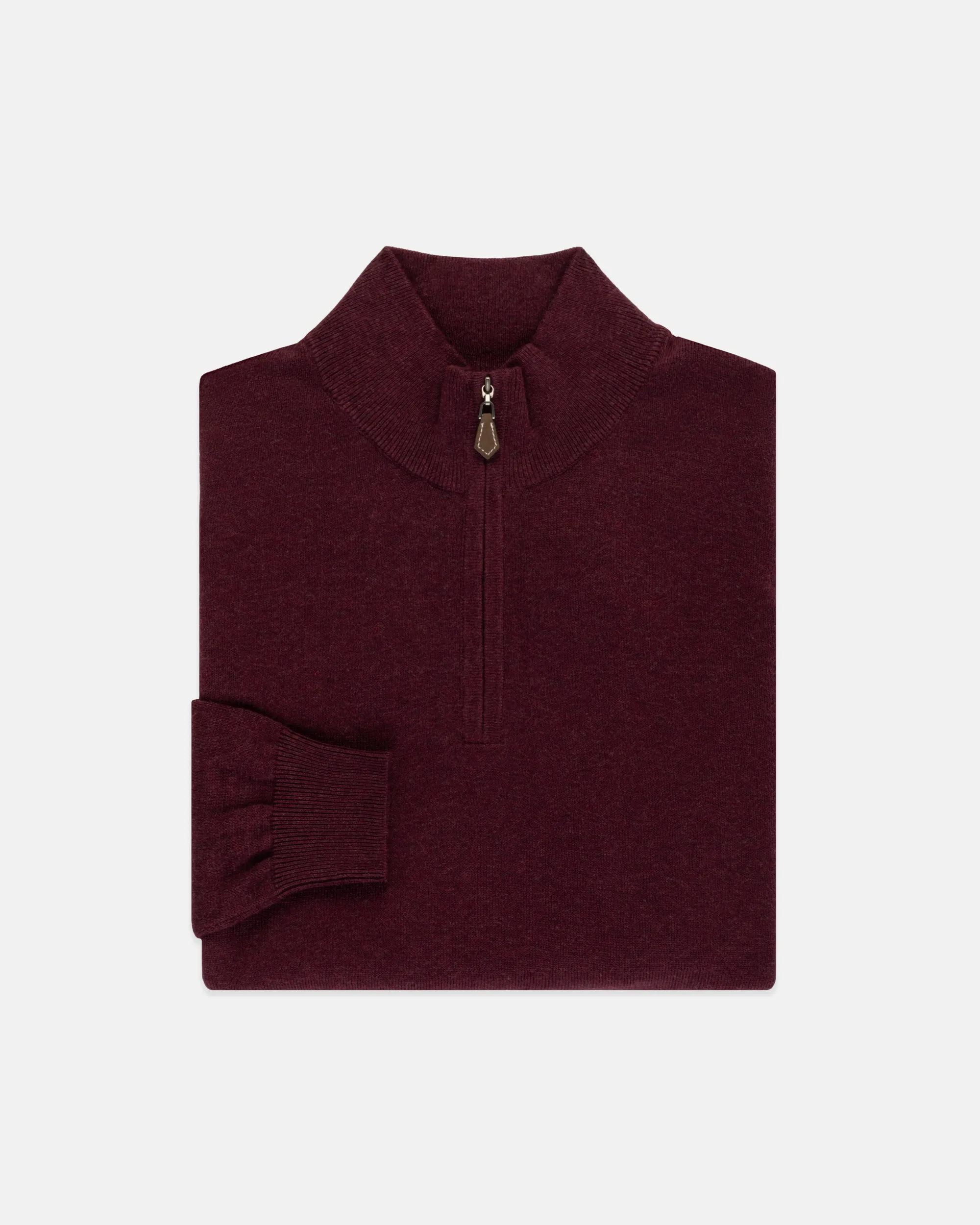Burgundy Cotton-Cashmere Quarter-Zip Sweater sold by J. Press