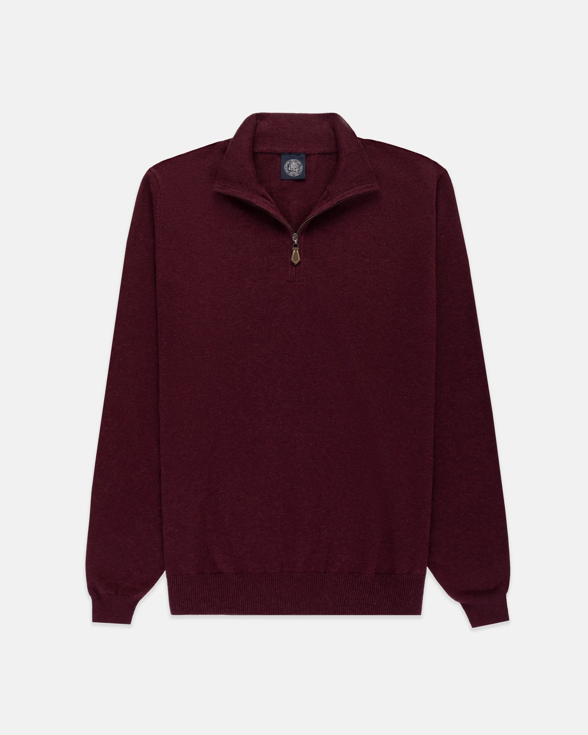 Burgundy Cotton-Cashmere Quarter-Zip Sweater sold by J. Press product image thumbnail 2