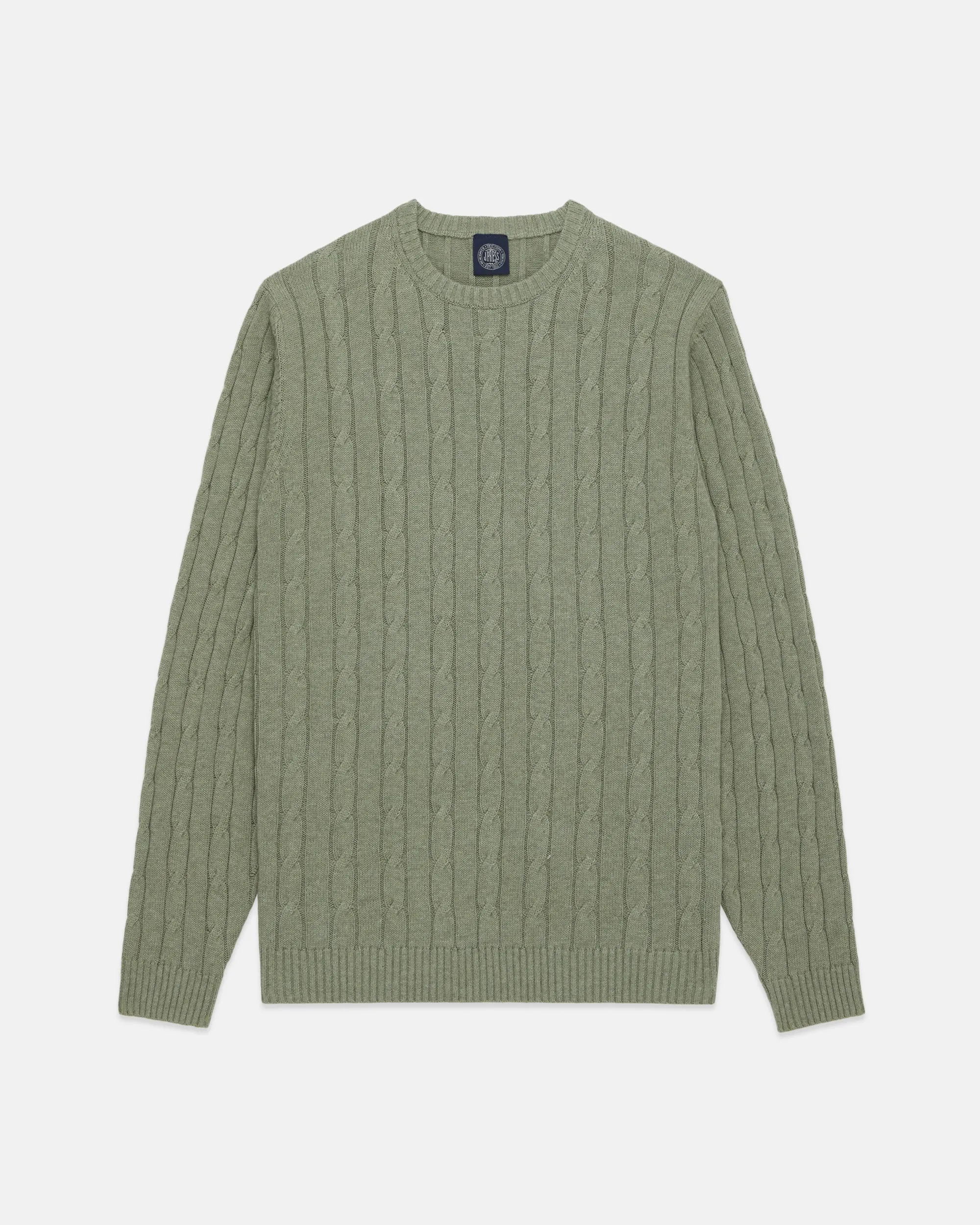 Olive Cotton-Cashmere Cable Crewneck Sweater - Trim Fit sold by J. Press product image thumbnail 2