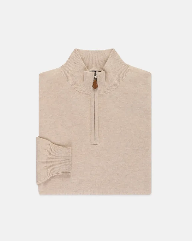 Natural Cotton-Cashmere Quarter-Zip Sweater - Trim Fit sold by J. Press