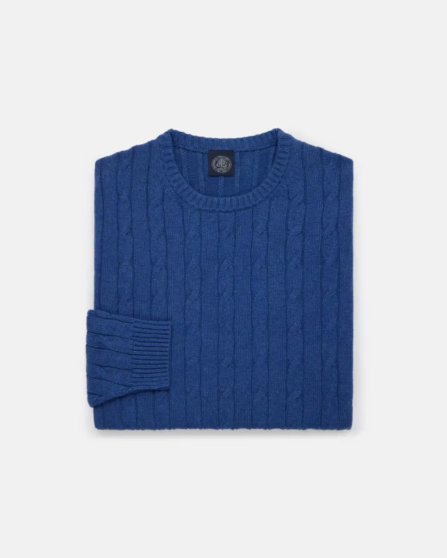 Indigo Cotton-Cashmere Cable Crewneck Sweater - Trim Fit sold by J. Press