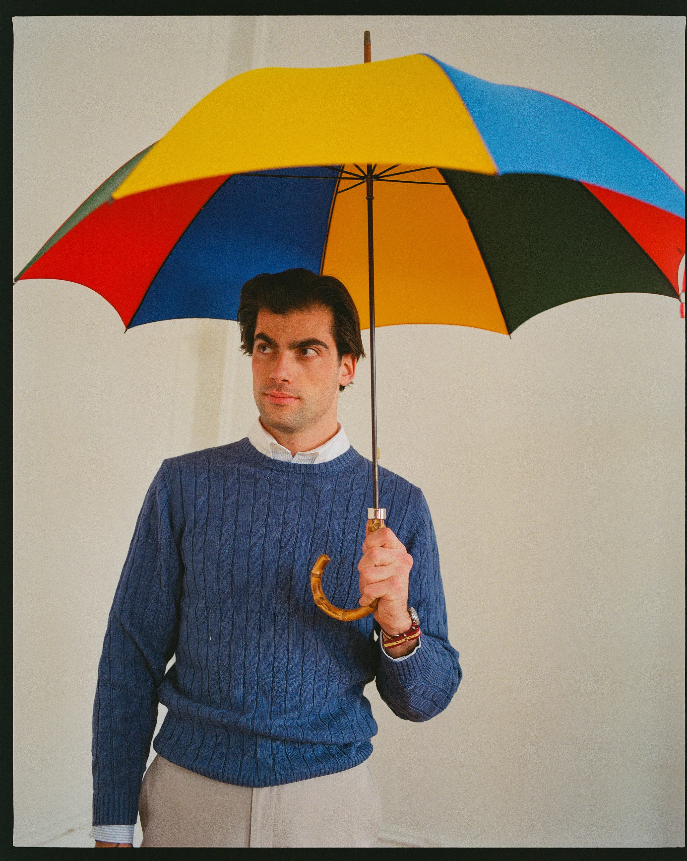 Indigo Cotton-Cashmere Cable Crewneck Sweater - Trim Fit sold by J. Press product image thumbnail 4