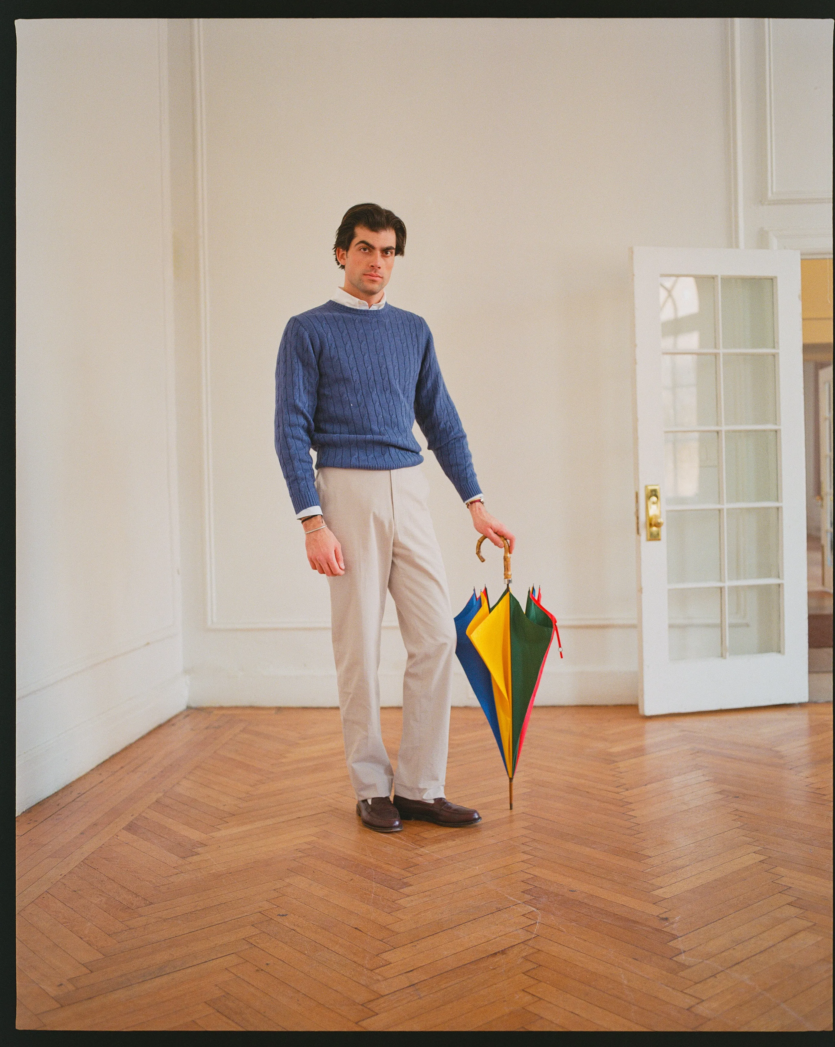 Indigo Cotton-Cashmere Cable Crewneck Sweater - Trim Fit sold by J. Press product image thumbnail 5