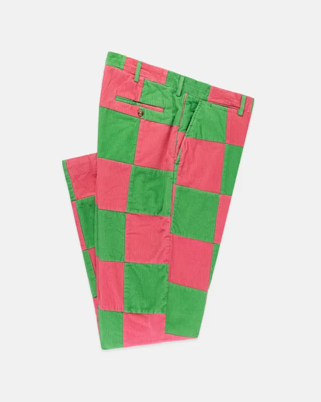 Pink & Green Patchwork Corduroy Pant made by J. Press