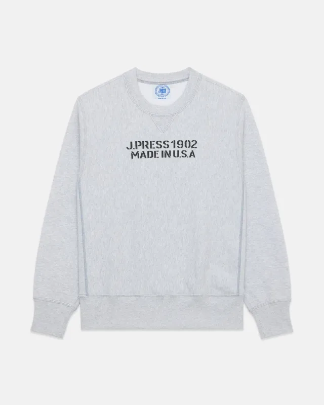 Made-in-USA Grey J. Press 1902 Logo Sweatshirt sold by J. Press