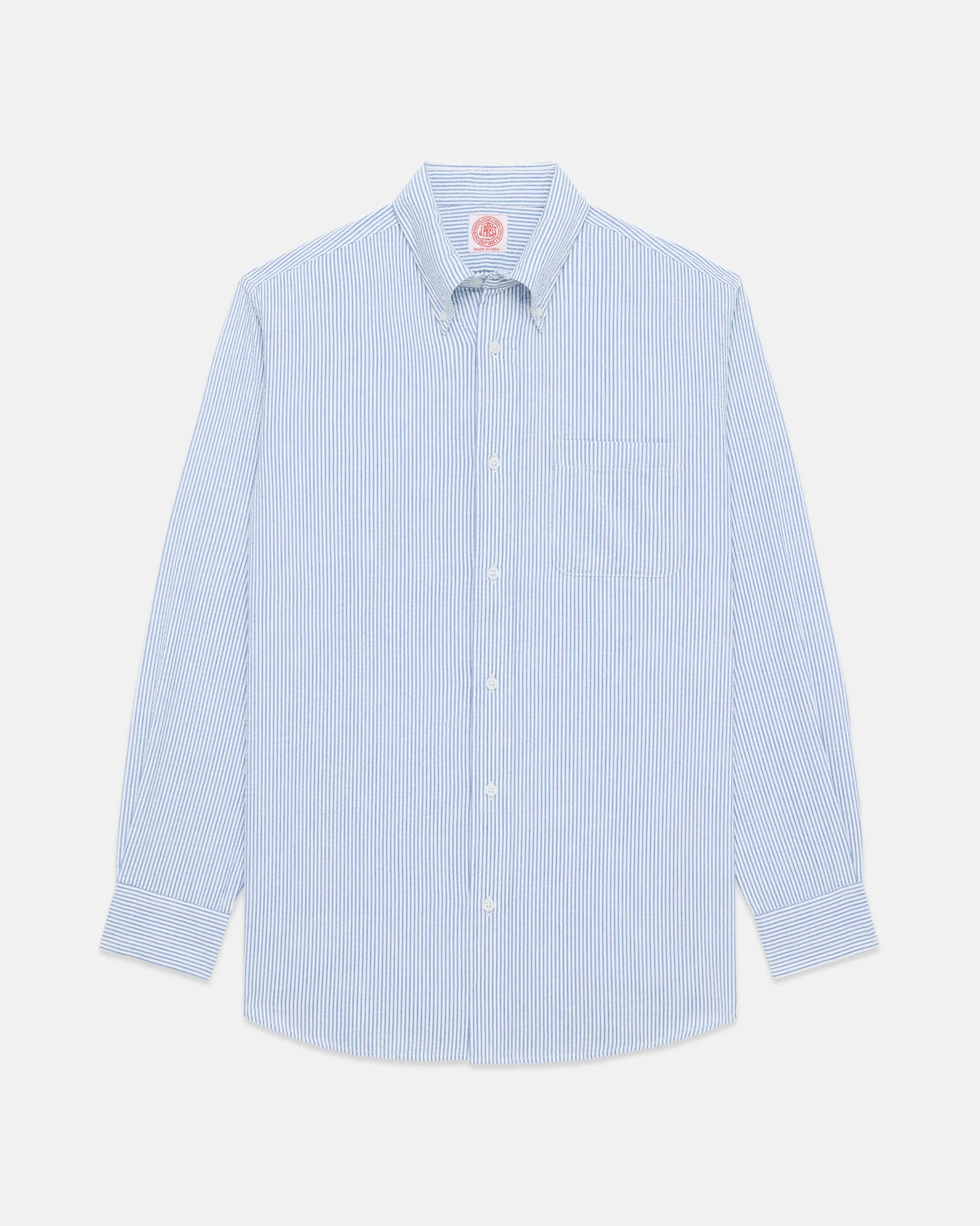 Blue & White Stripe Seersucker Sport Shirt sold by J. Press product image thumbnail 2