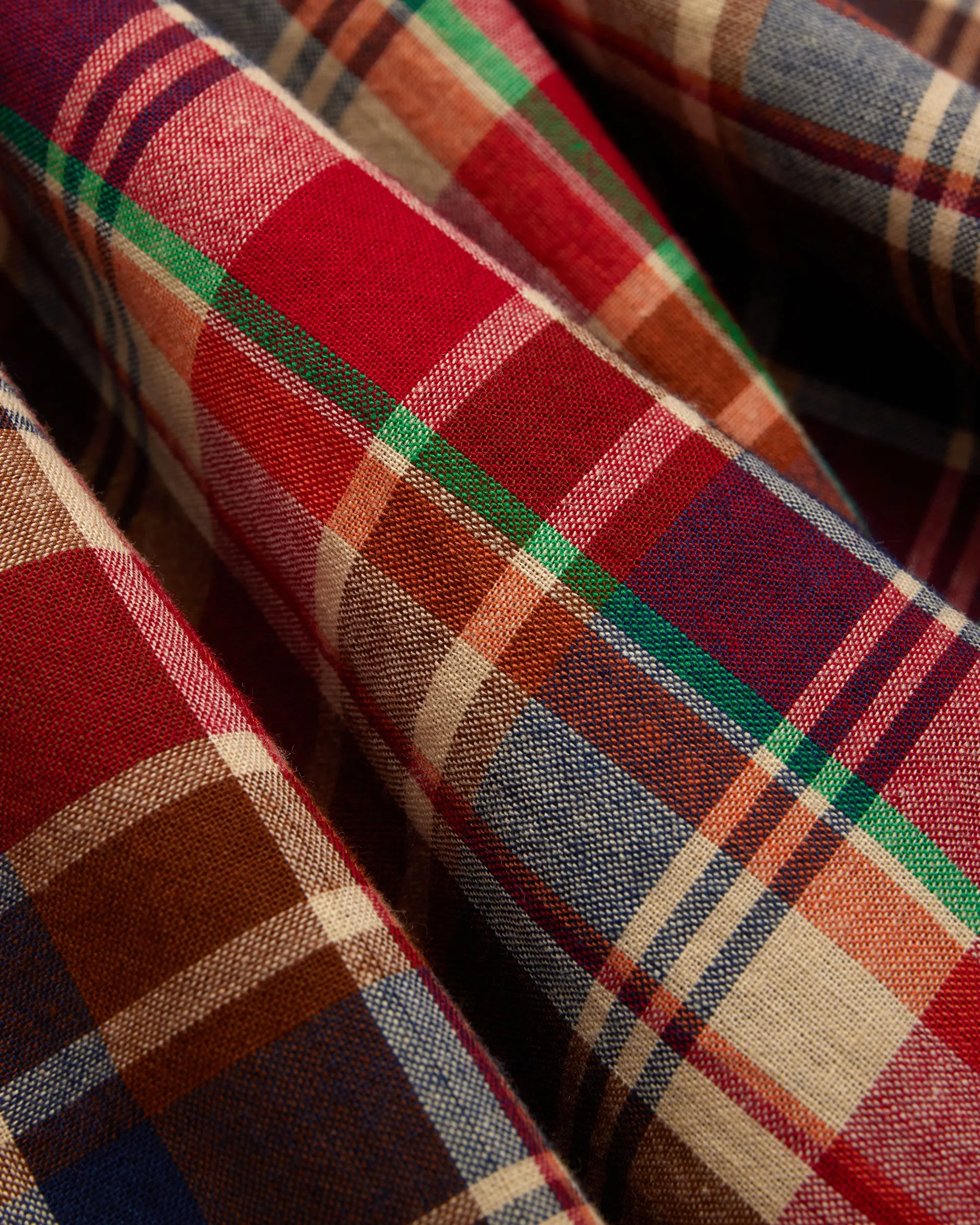 Red, Navy & Tan Madras Button Down Sport Shirt sold by J. Press product image thumbnail 3