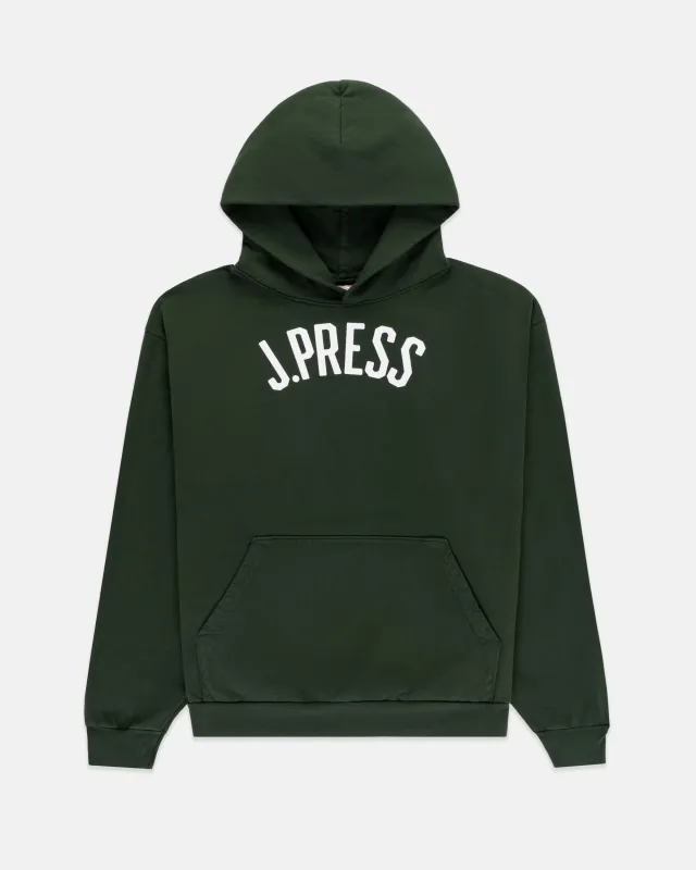 Made-in-USA Dark Green J. Press Arch Hoodie sold by J. Press