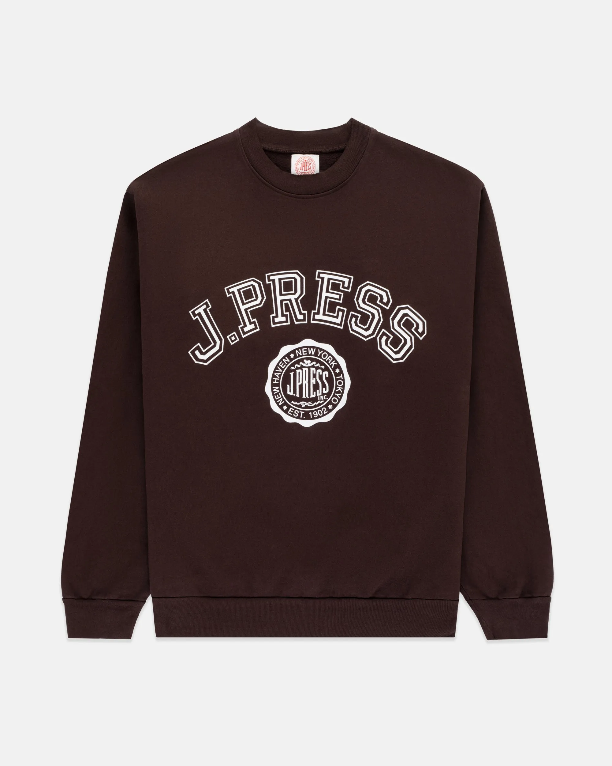 Made-in-USA Brown J. Press Varsity Seal Sweatshirt sold by J. Press