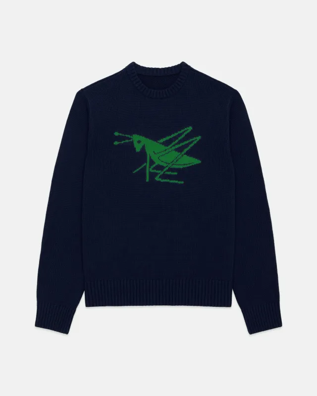 Grasshopper Club Intarsia Knit Cotton Sweater made by J. Press