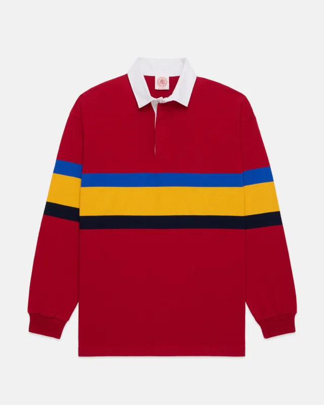 Made-in-USA Red Mountain Stripe Cotton Rugby sold by J. Press