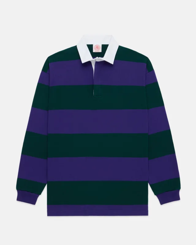 Made-in-USA Purple Guard Stripe Cotton Rugby sold by J. Press