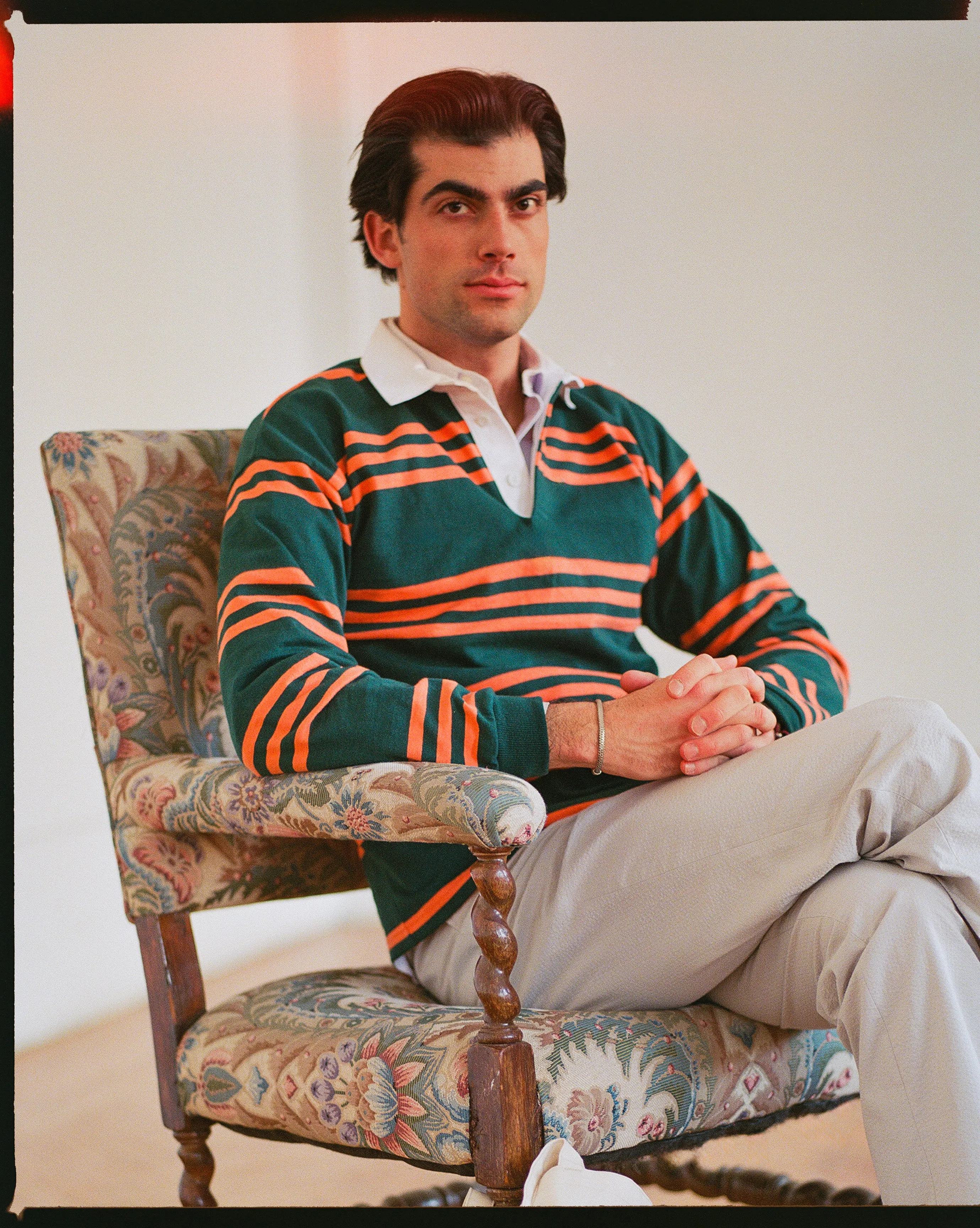 Made-in-USA Green Triple Stripe Cotton Rugby sold by J. Press product image thumbnail 3