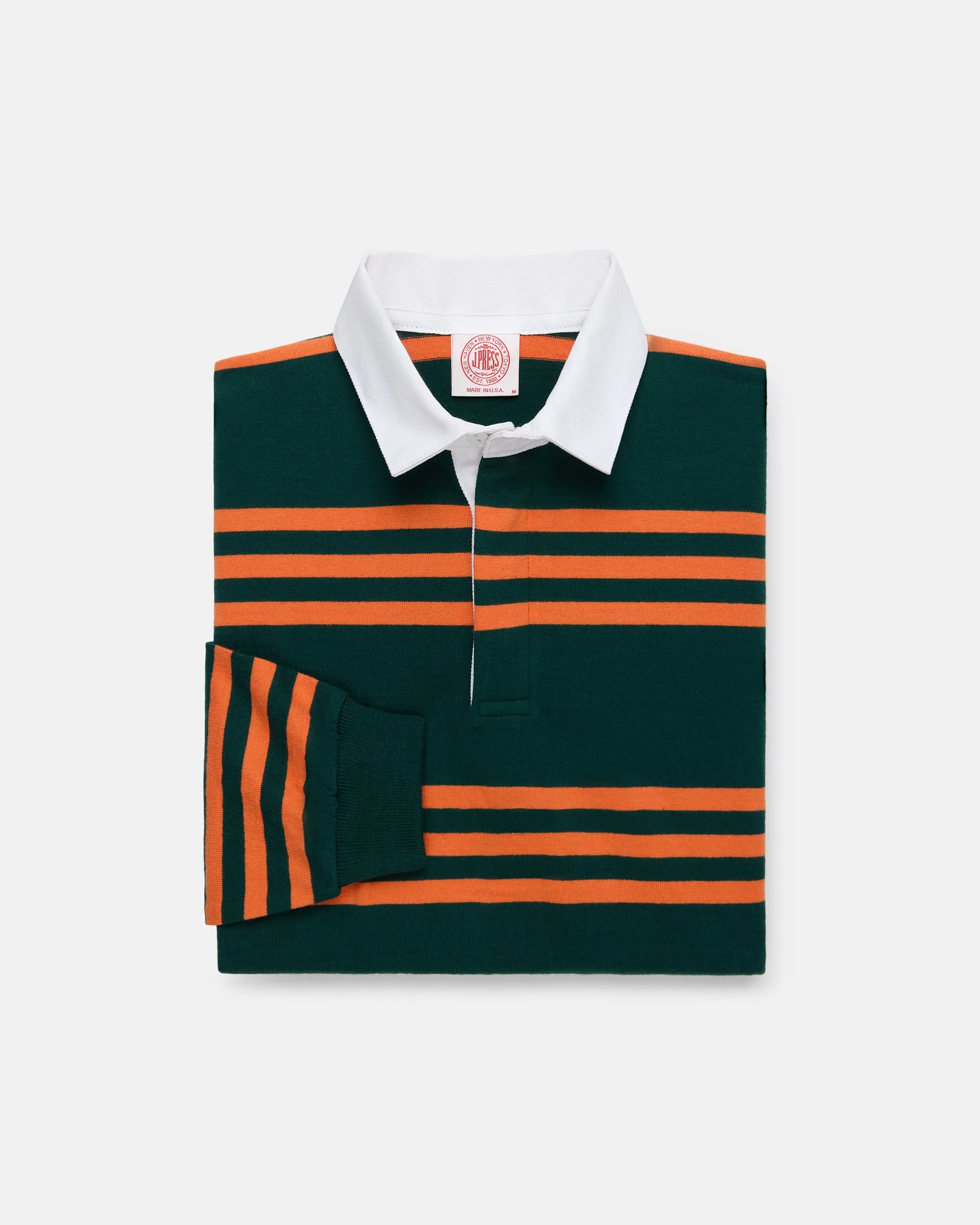 Made-in-USA Green Triple Stripe Cotton Rugby sold by J. Press product image thumbnail 2