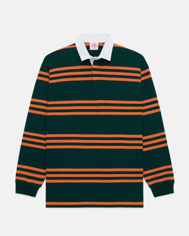 Made-in-USA Green Triple Stripe Cotton Rugby sold by J. Press
