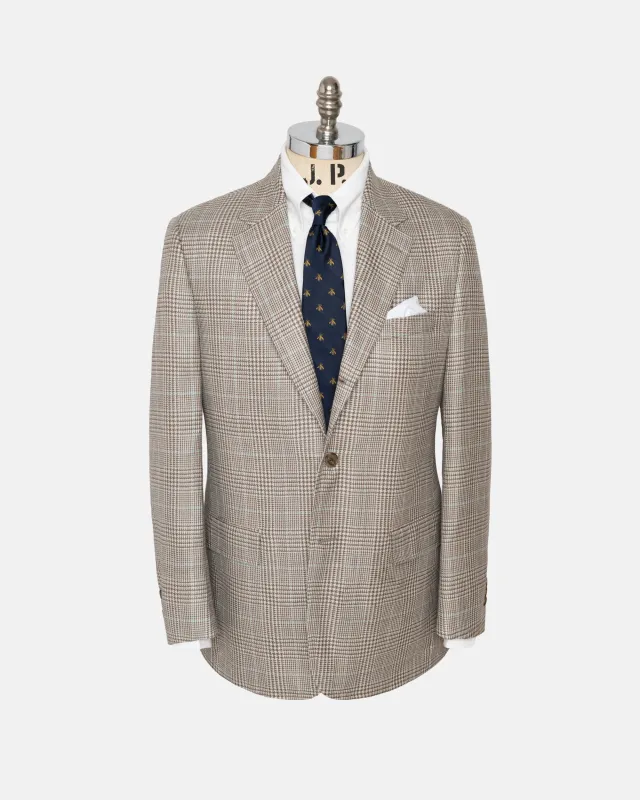 Made-in-Canada Taupe Plaid Wool-Silk Sport Coat sold by J. Press