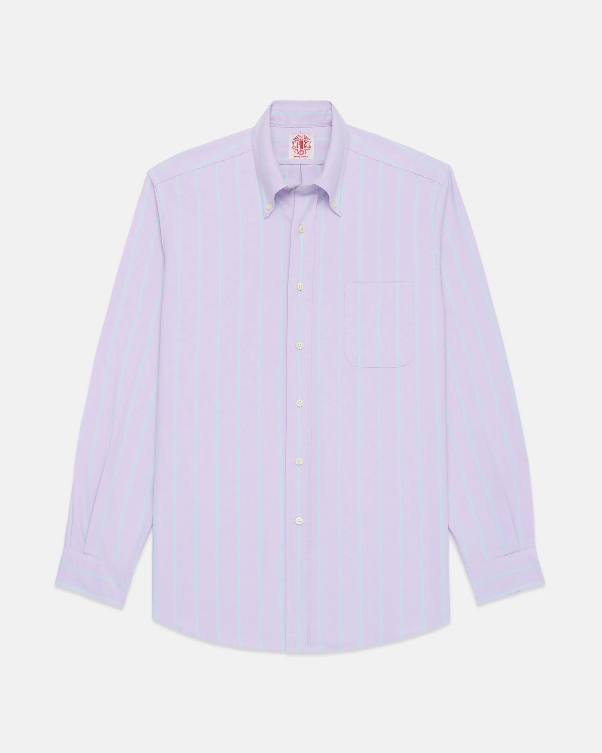 Made-in-USA Purple with Green Stripe Oxford Cloth Sport Shirt - Classic Fit sold by J. Press product image thumbnail 2