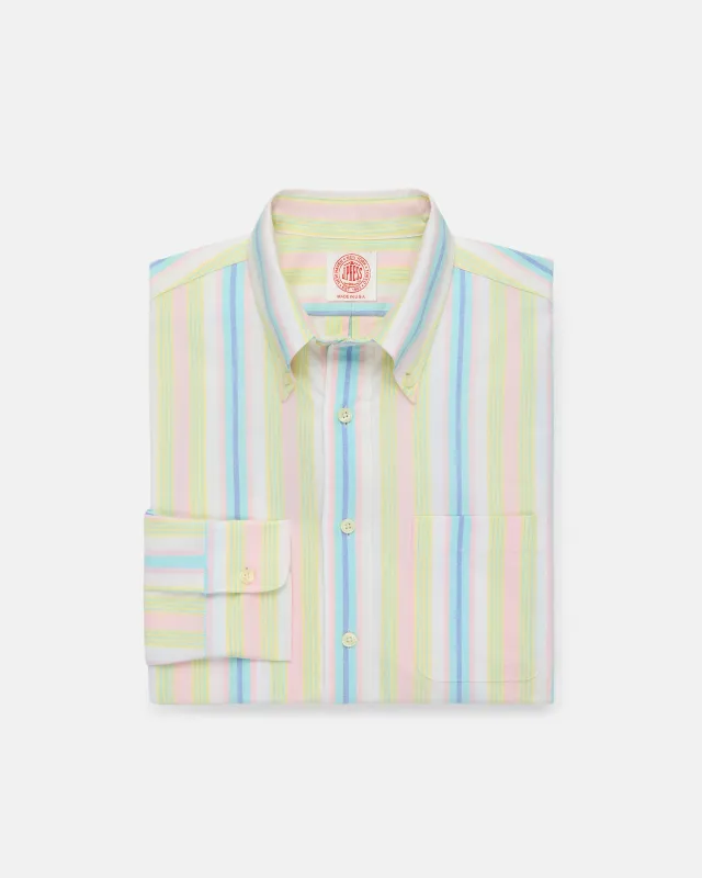 Made-in-USA White with Multi Stripes Oxford Cloth Sport Shirt - Classic Fit sold by J. Press